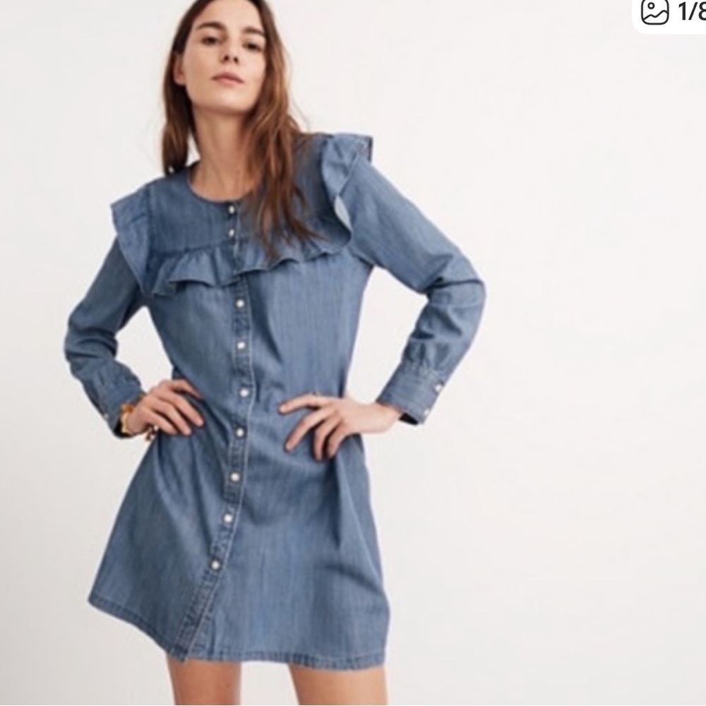 Madewell Ruffle Denim Dress